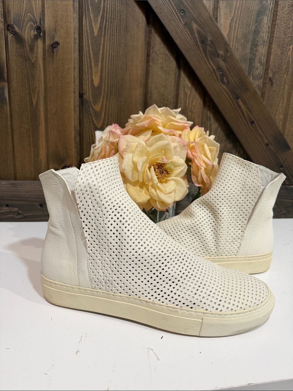 The Last Conspiracy Perforated Leather Slip-On Women’s Sneakers in Cream